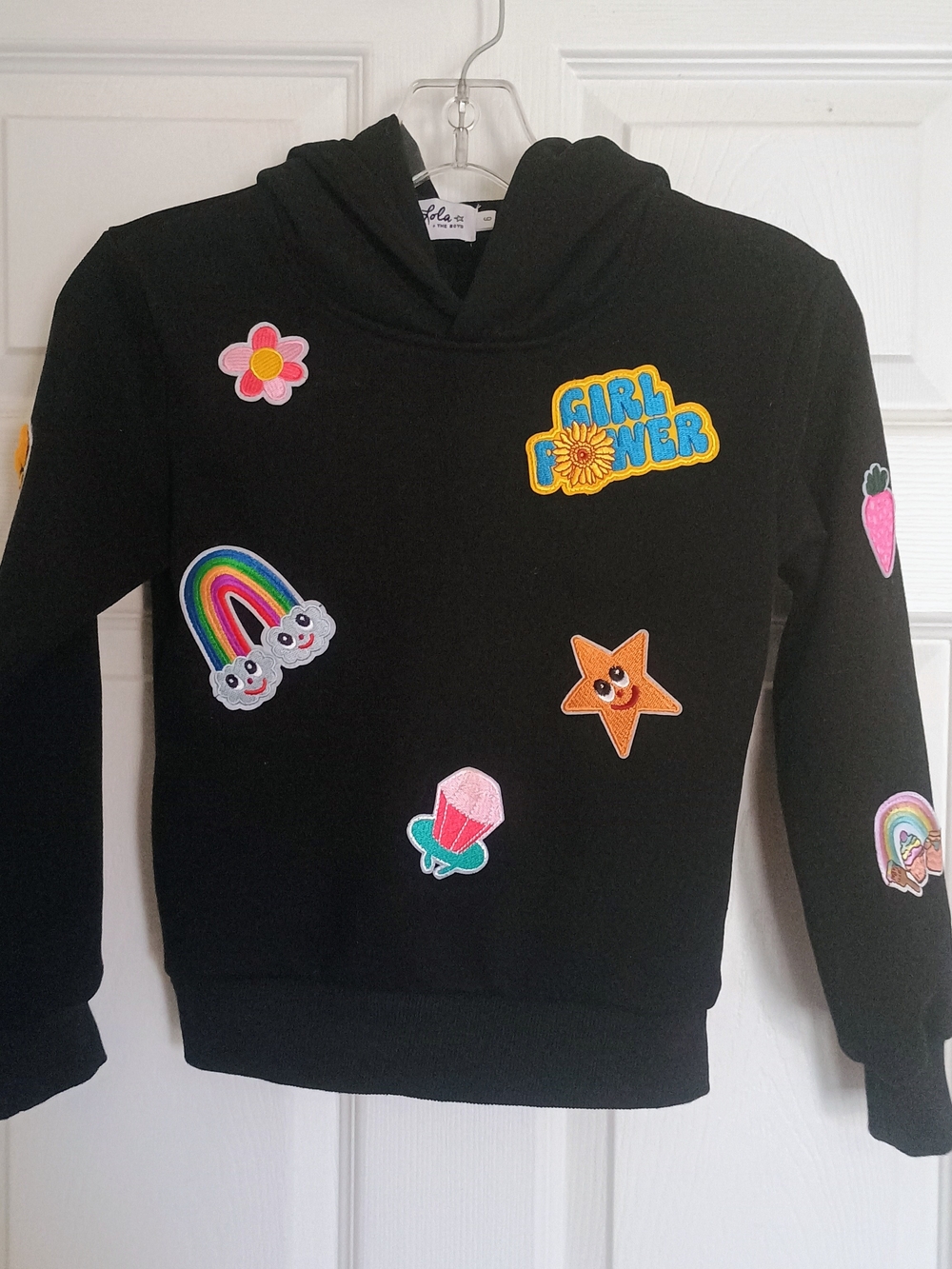EUC Lola + The Boys Girl Power Patch Pullover Hoodie Size 6